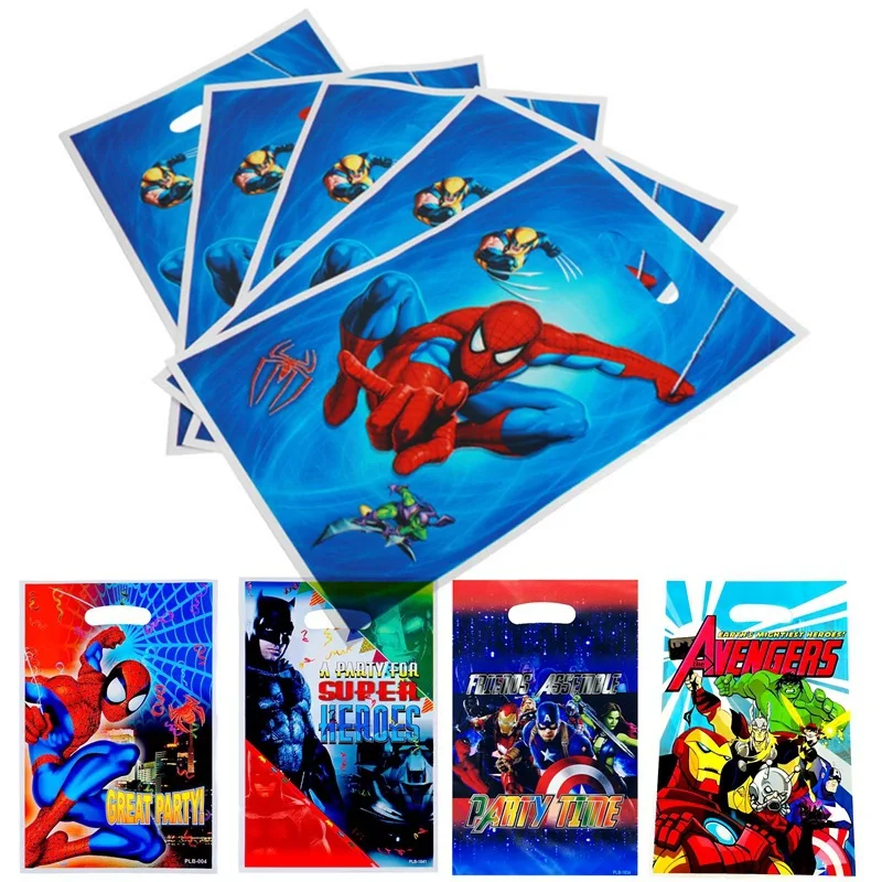 10-40pcs Spiderman Gift Bag Superhero The Avengers Theme Candy Loot Bag Birthday Party Decoration Snack Loot Package Party Favor