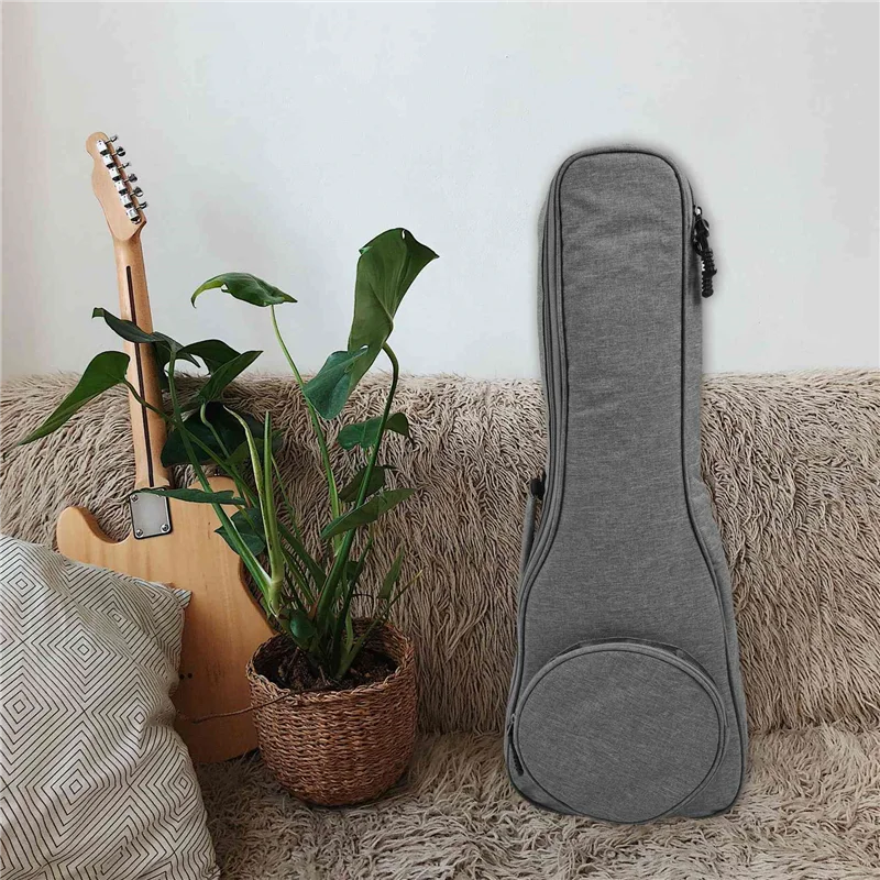 

A18E-4Pcs 23 Inch Cotton Ukulele Bag Soft Case Gig Waterproof Oxford Cloth Ukelele Hawaii Four String Guitar Backpack Grey