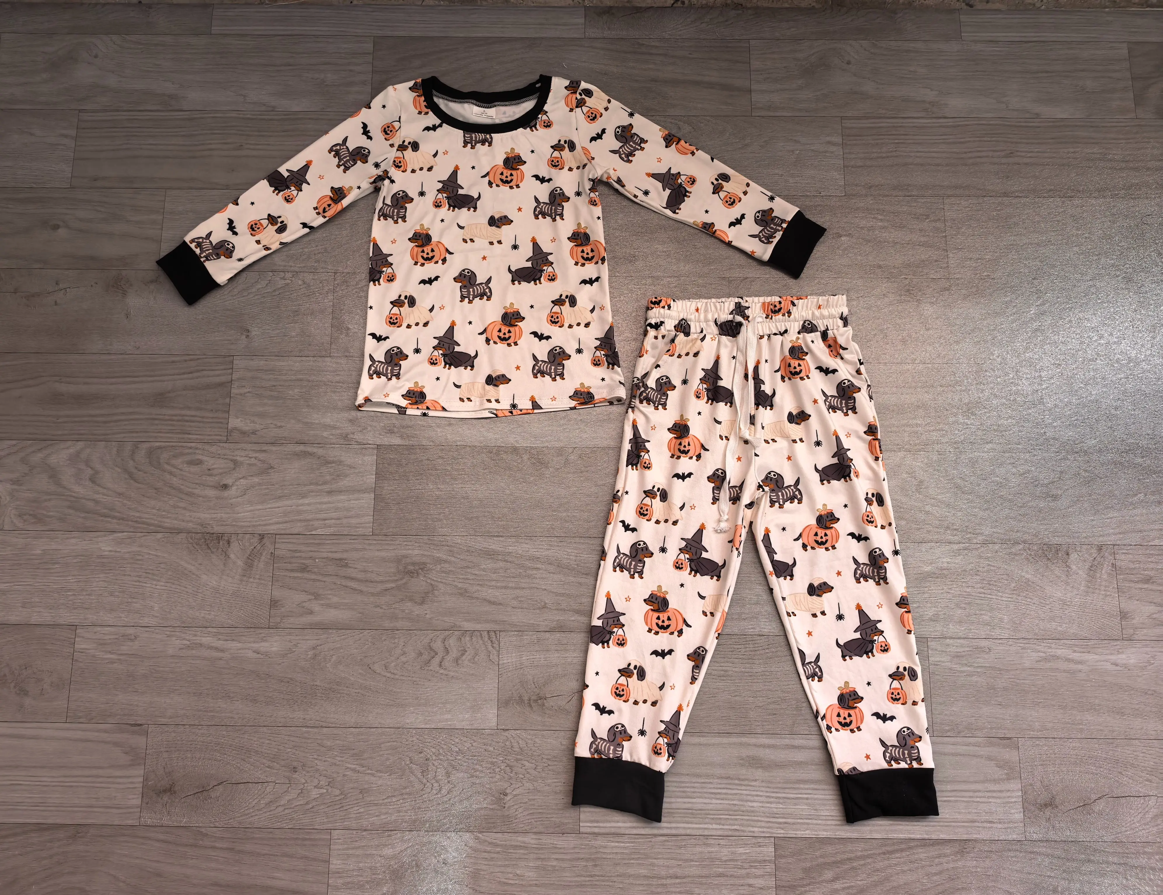 9.5 Wholesale Baby Boy Long Sleeves Halloween Kids Dogs Shirt Pumpkins Pants Children Outfit Toddler Fall Set