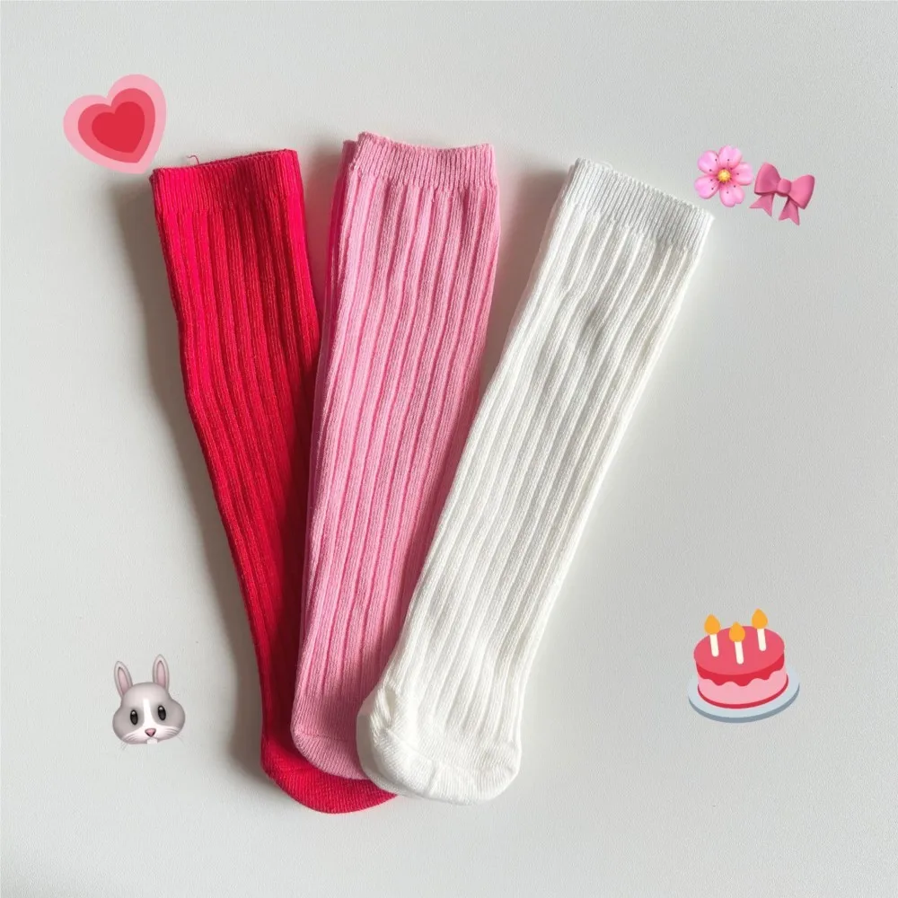 New children's double-needle cotton socks in autumn and winter, dopamine-colored straight heel-less parent-child socks.