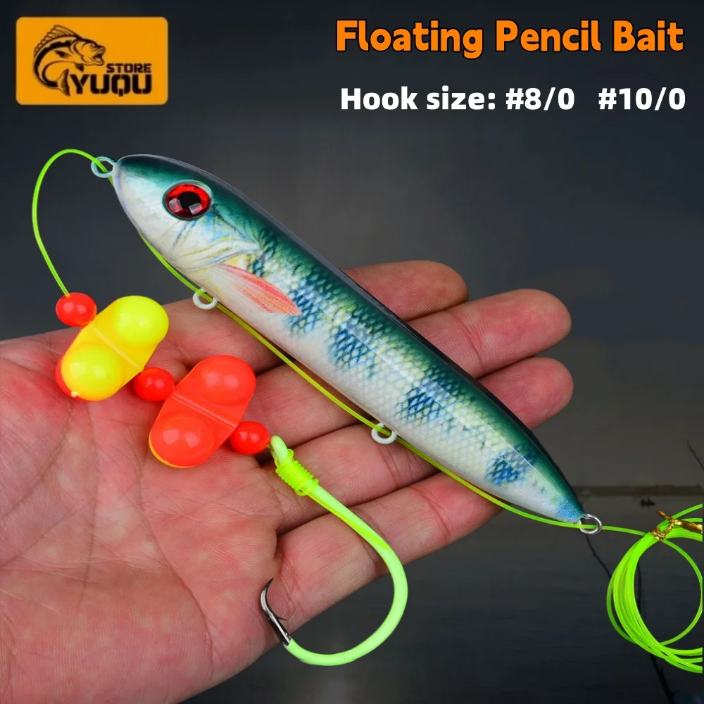 Paquete de 5 Señuelos Flotantes para Pesca de Bagre con Sonajero, Anzuelos 8/0 y 10/0 para Bagre en Agua Dulce ﻿