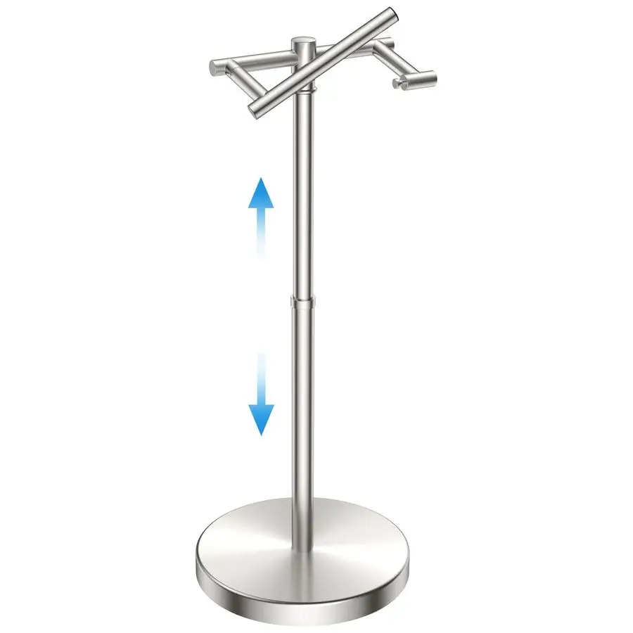 

Toilet Paper Holder Stand Adjustable, Freestanding Tissue Roll Holder for Bathroom, Pivoting Design, Durable SUS 304 Stainless S