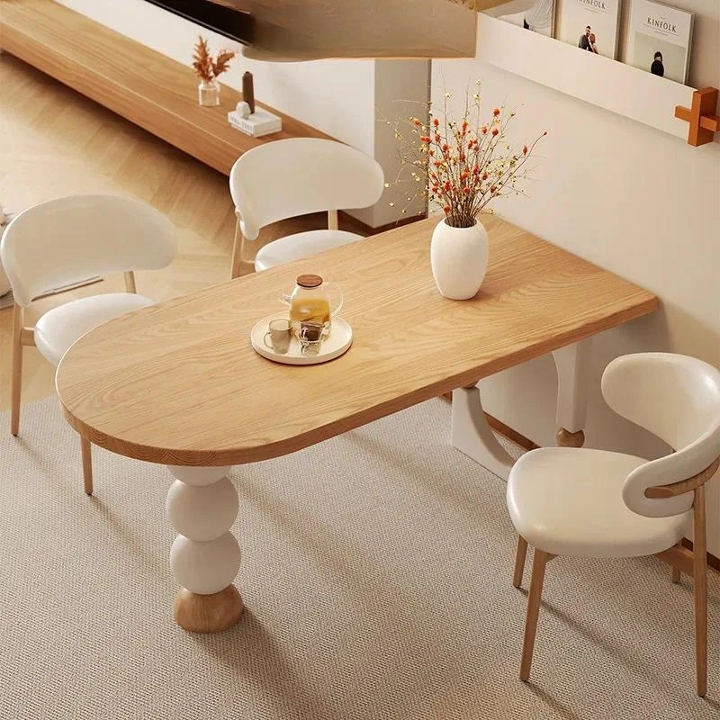 Solid wood table and chair set Semi-round wall-mounted design Modern home furniture High-end style