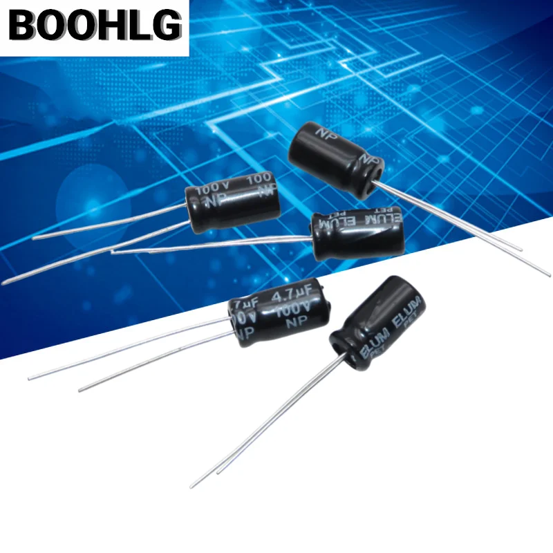 20PCS ELUM 4.7uf 100V vertical NP non-polar aluminum electrolytic capacitor 100v 4.7uf 6X11mm