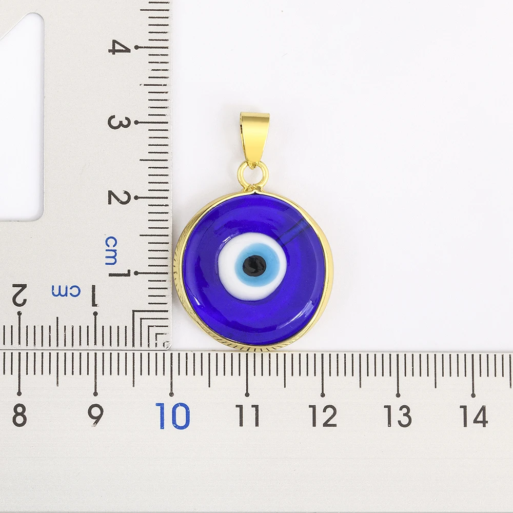 Nidin Fashion Lucky Turkish Evil Eye Pendant Necklace Round Shape 7 Colors Choice For Women Men Fine DIY Jewelry collar Gift