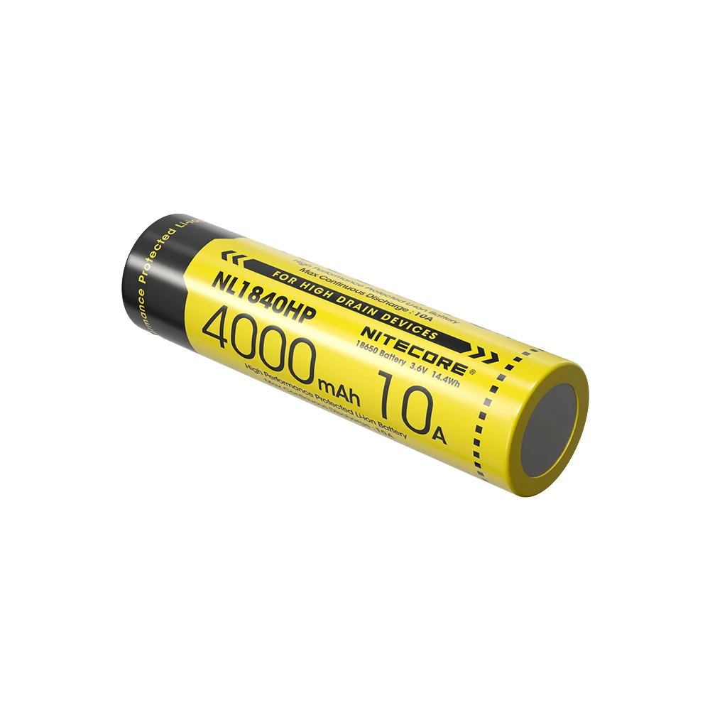 High Drain Li-ion Rechargeable Battery NITECORE NL1840HP 4000mAh 3.6V/10A Power By Flashlight With Free Flashlight