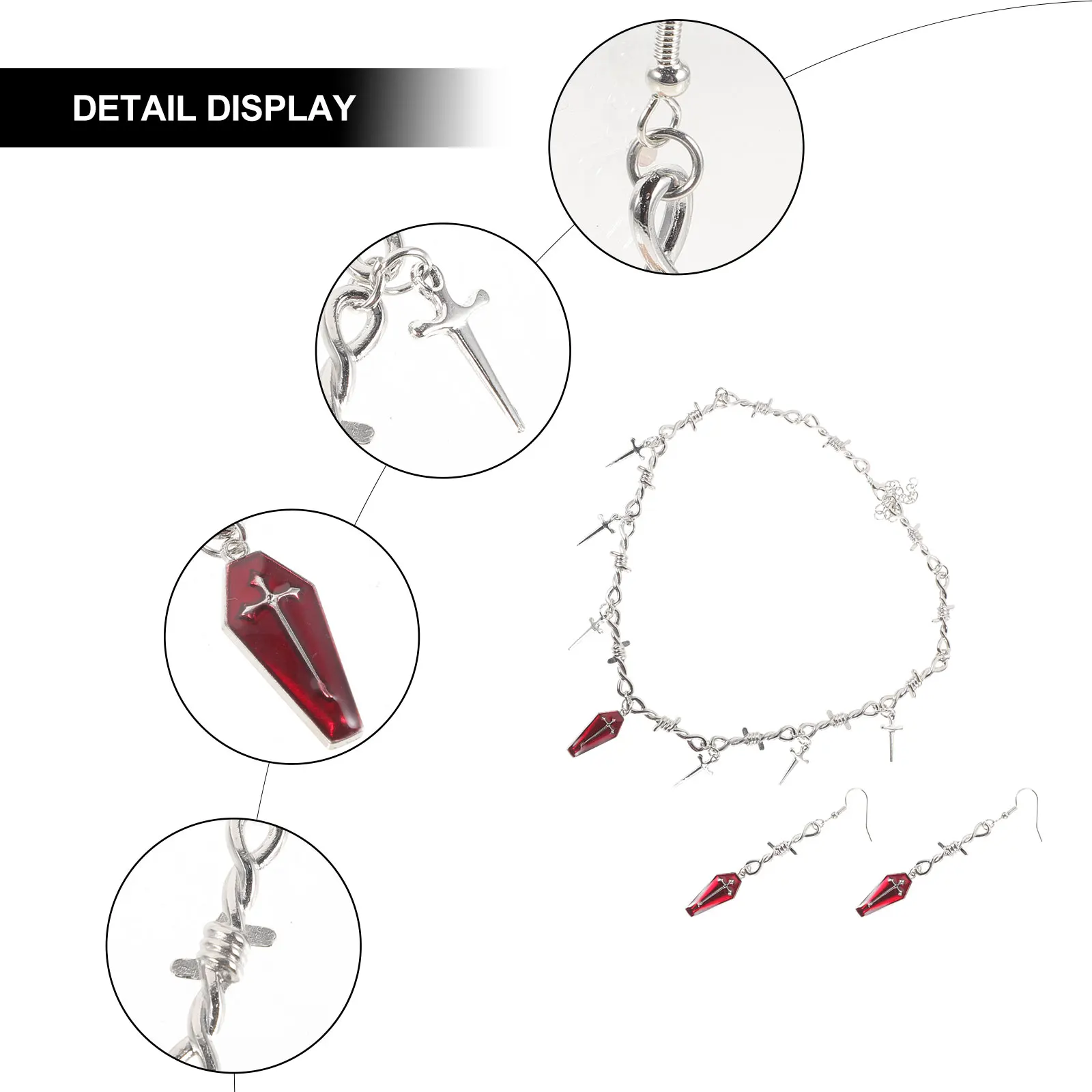 

1 set Women'S Vintage Necklace Earring Set Gothic Punk Cross Choker Chunky Chain Dangle Earrings Metal Necklaces Collar Jewelry