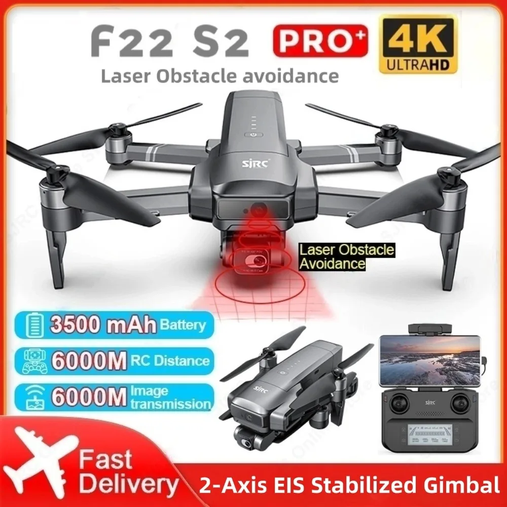 Drone 4K Profesional GPS With HD Camera F22 S2 Pro + Obstacle Avoidance Drones 2 Axis Stabilized Gimbal 6KM RC Quadcopter