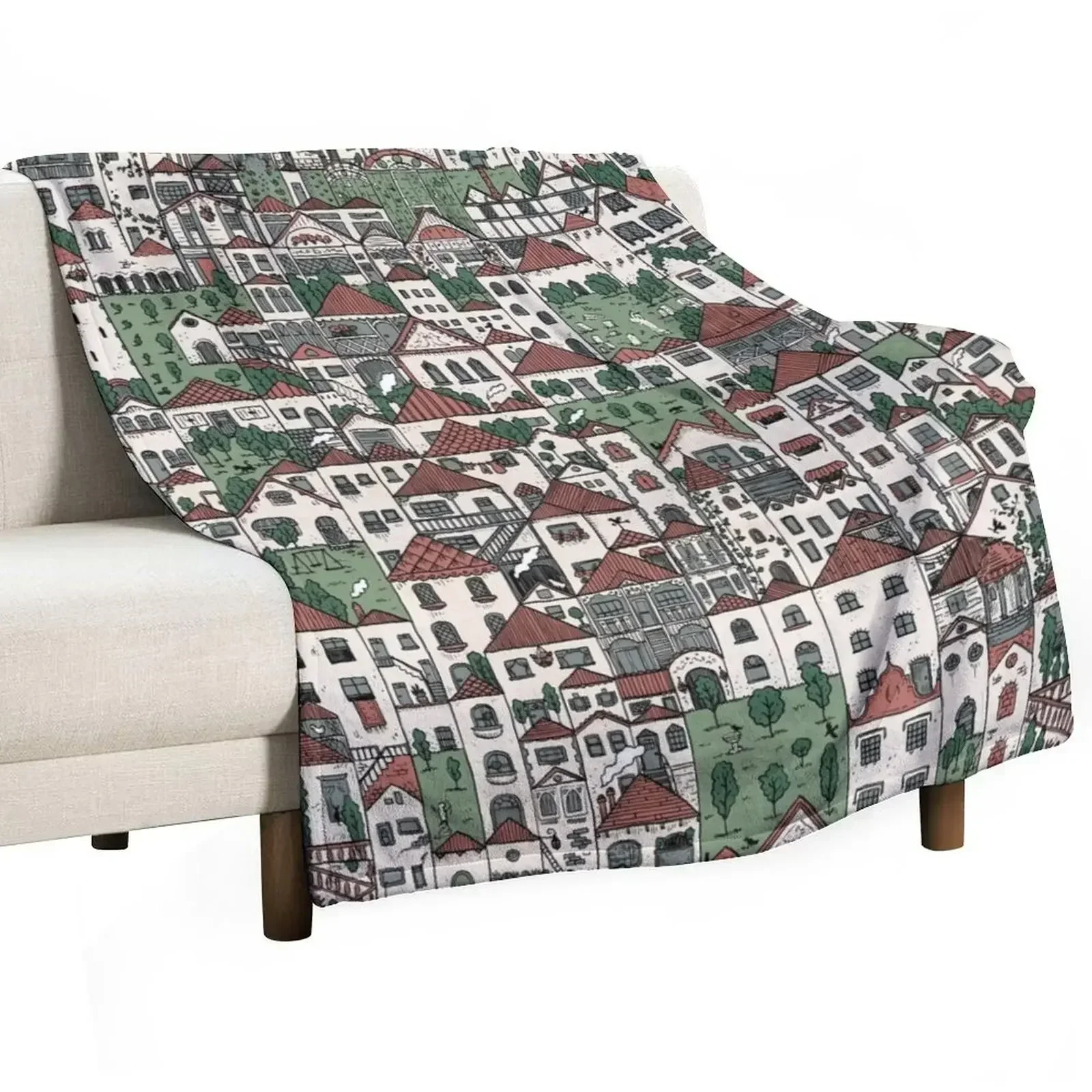 The Town Throw Blanket Cute Plaid on the sofa Soft Big funny gift Luxury St Single Blankets