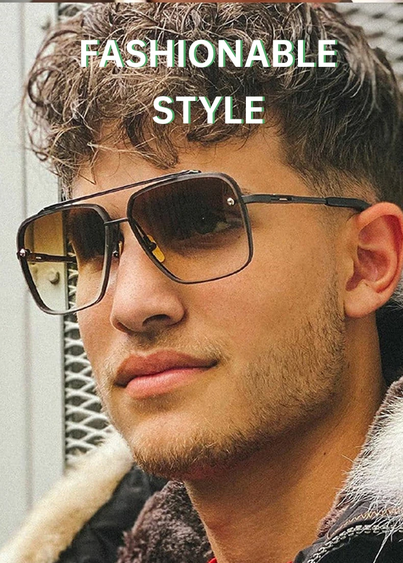 Übergroße Quadratische Randlose Sonnenbrille für Herren 2026 Luxusmarken-Designer Vintage Rahmenlose Sonnenbrillen für Männer Retro Eyewear Shades – Detail 2