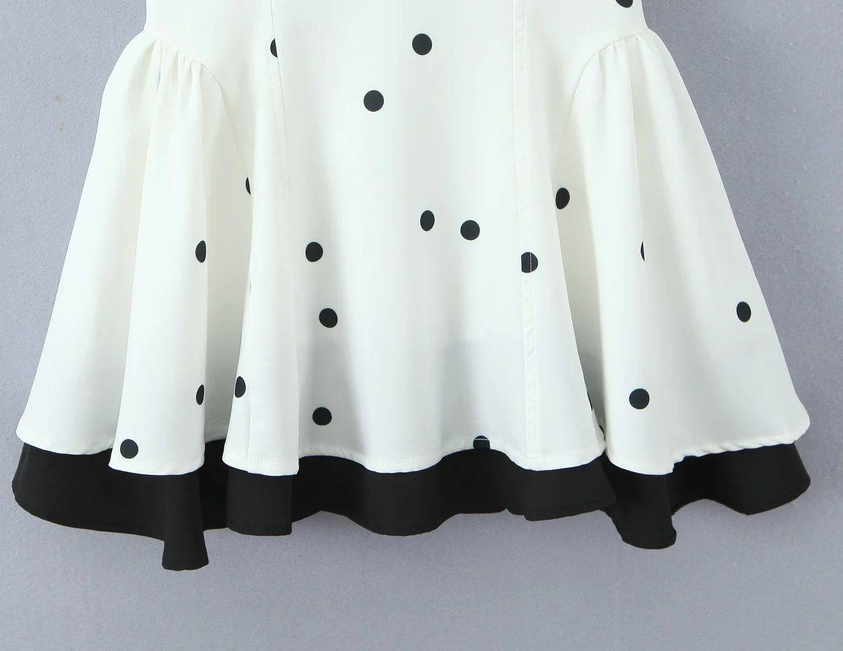 الحلو حزام نقطة أكمام المرقعة عالية الخصر ألف خط عطلة مهنة الشاطئ المرأة فستان قصير