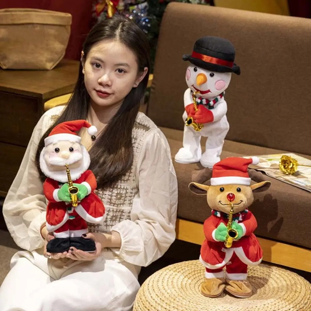 

Cute Santa Claus Christmas Plush Toy 35cm Snowman Elk Electric Plush Doll Funny Ornaments Dancing Singing Stuffed Toys Gifts