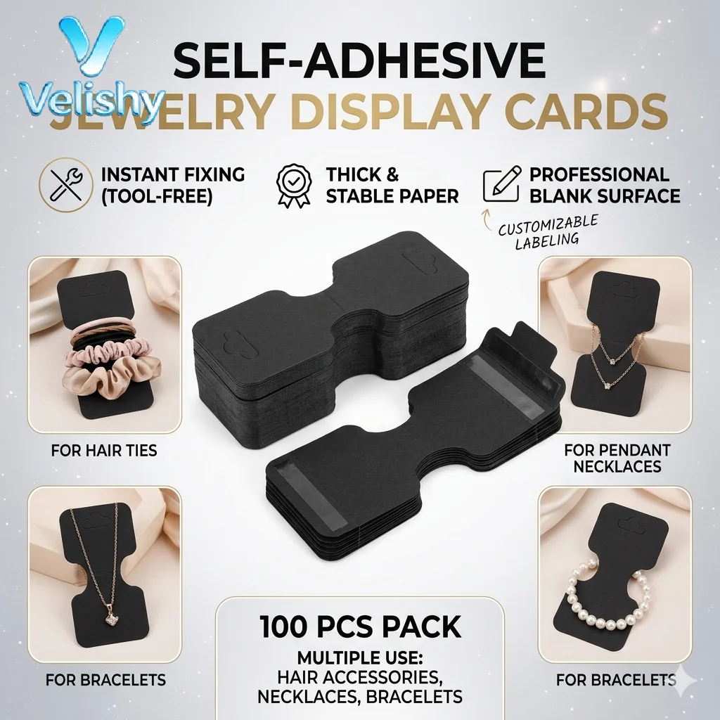 

100 шт. Складные карточки из крафт-бумаги для DIY украшений: держатели для резинок для волос, браслетов, ожерелий, ценники ручной работы