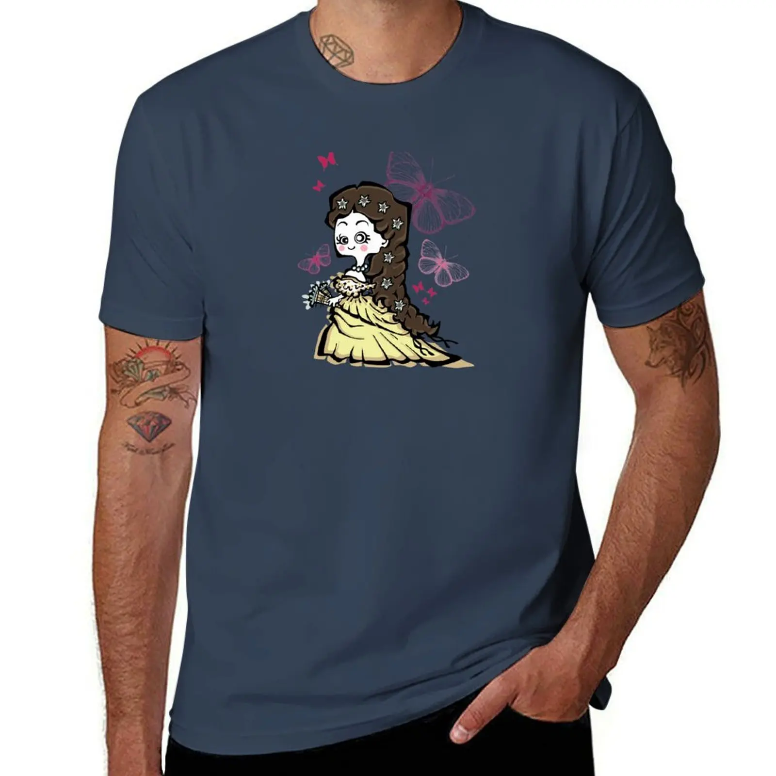 

Empress Elizabeth of Austria and Butterflies T-Shirt tees designer shirts customizeds oversized t shirt Men's cotton t-shirt