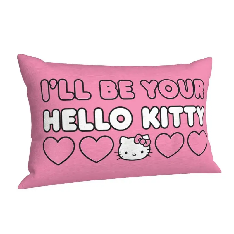 Custom Modern Hello Kitty Hearts Cushion Cover for Bed Sofa Velvet Throw Pillow Case Rectangle