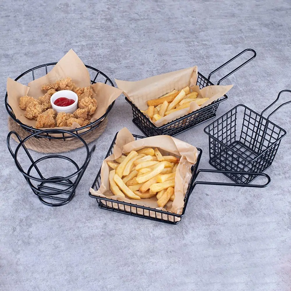 

Fast Food Holder Table Decor Potato Chips Barrel Display Basket Tableware French Fries Basket Food Bucket Snack Container