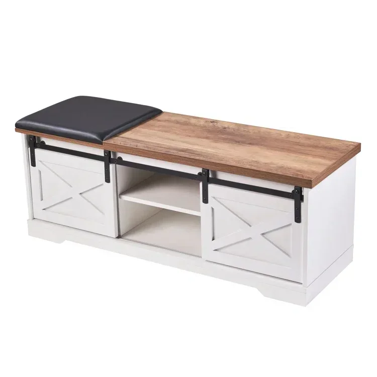 

#For 6 Pair Shoe Storage Cabinet Modern Farmhouse Sliding X Barn Door Shoe Cabinet Shoe Rack Living Room Furniture&