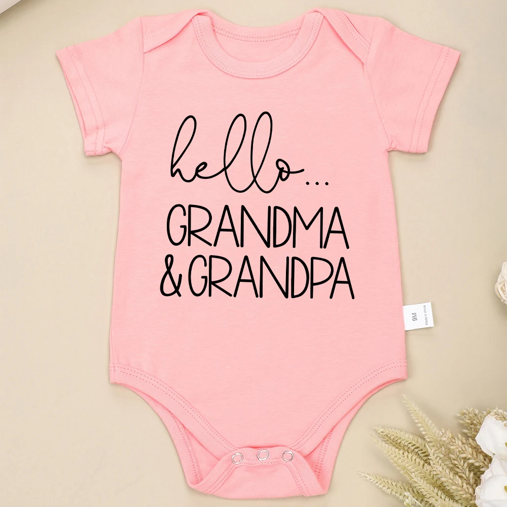 Hello Grandma Grandpa Newborn Boy Girl Clothes Pregnancy Announcement Cotton Infant Onesie Fine Gift American Style Popular