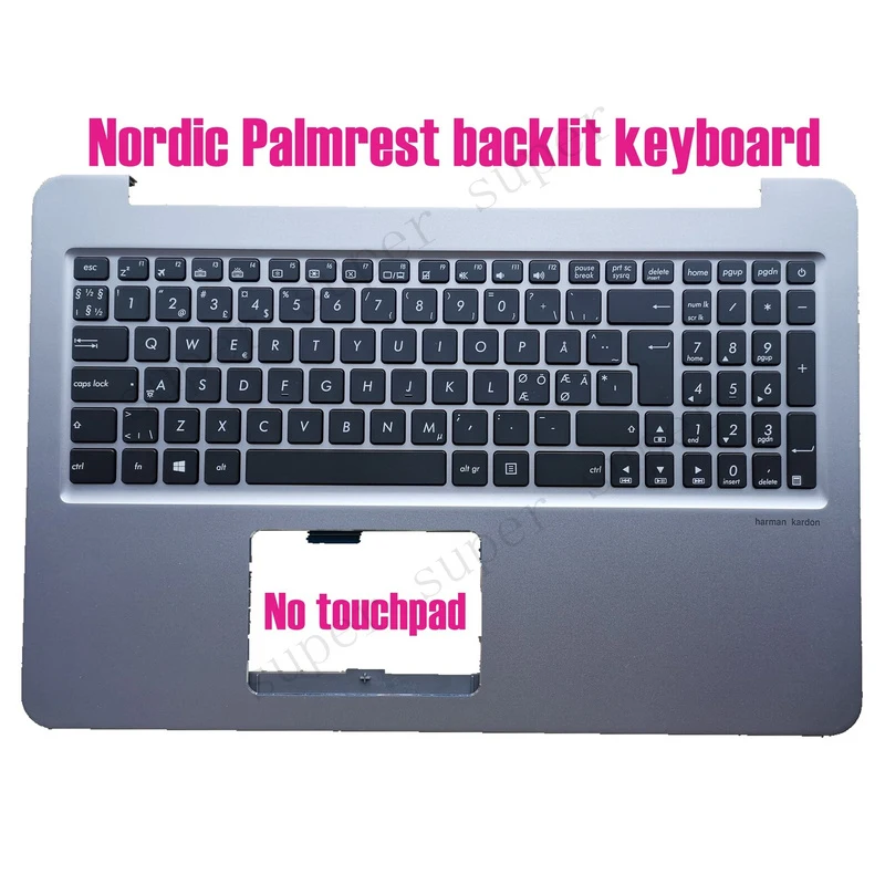 Teclado retroiluminado SSS+ Nordic Palmrest para Asus UX510U/UX510UX/UX510UW/UX510UR/V510UX