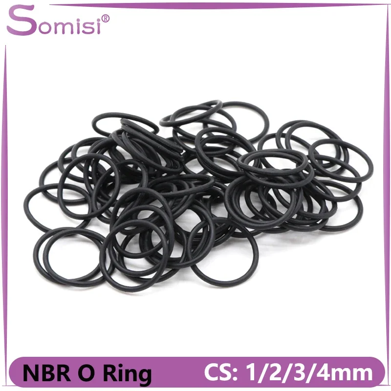 50pcs NBR O Ring Nitrile Rubber Gasket Black CS 1 2 3 4mm OD5mm ~ 80mm Round Corrosion Oil Resist Sealing Washer O Rings