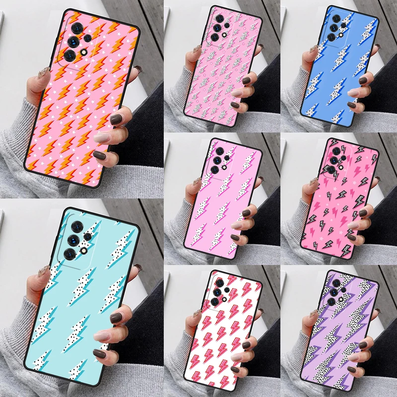 Lightning Polka Dots Star Handyhülle für Samsung Galaxy S25 S23 S30 S8 S21 S20 FE S24 S22 Note 10 20 S8 Plus Lite Ultra