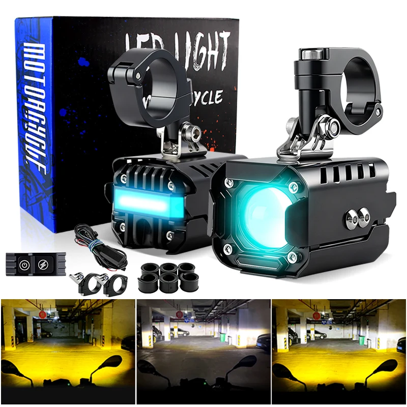 For BMW R1200GS LED Motorcycle Spotlights Auxiliary Lamps with DRL and Safety Warning Taillights Ultra Bright Lights Horn Flash