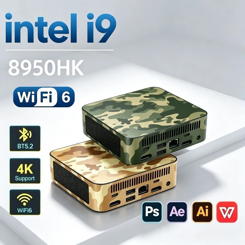 High-Performance Intel Core i9 8950HK Mini PC Gaming RAM 16GB  M.2 SSD 1TB 2TB  Portable Computer BT5.2 WiFi6 Office Gamer PC