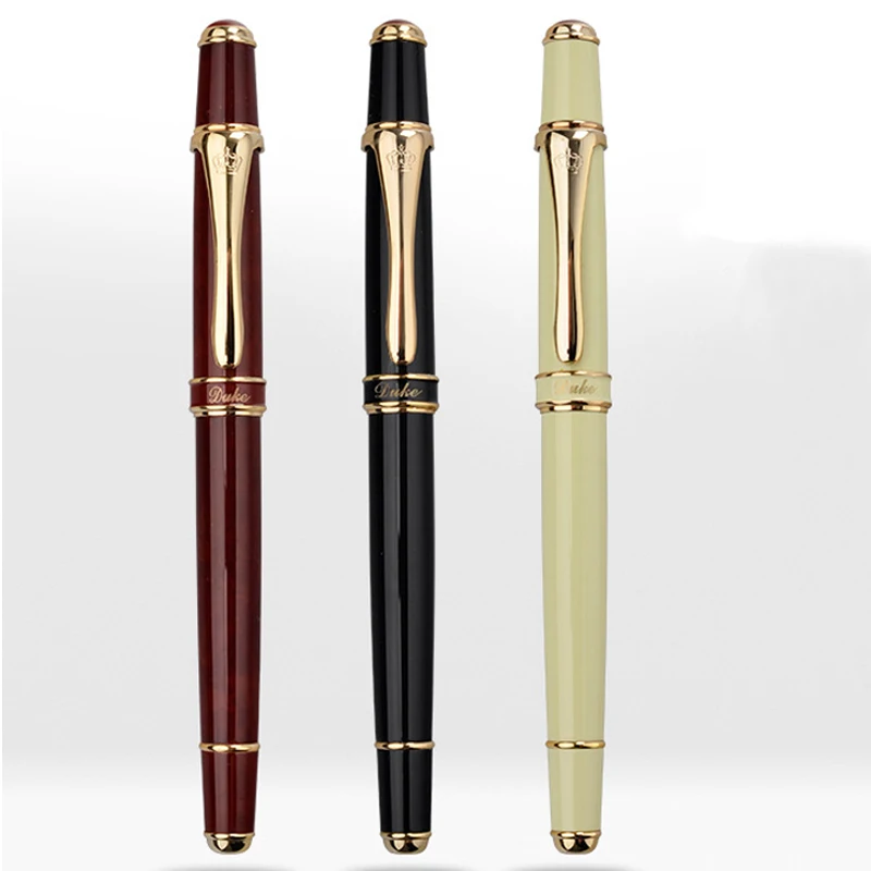 Duke High Grade Metal Fountain Pen 0.38mm Extra Fine Nib Business Writing Ink Pen Gift Box