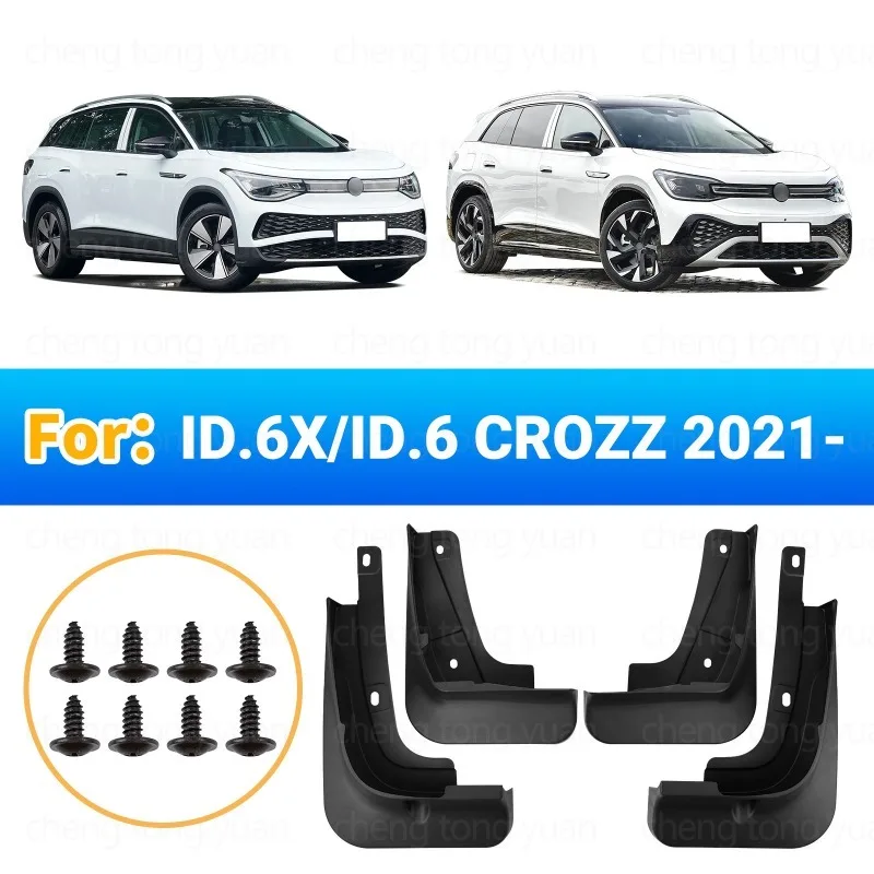 

Mudguards FOR VW Volkswagen ID.6 X Crozz 2021-2025 Fenders Car Mud Flaps Splash Guards ABS Black Exterior Modification Accessory