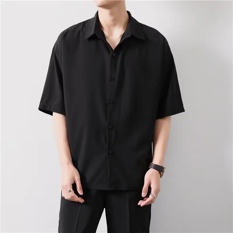

Spring Large Size 300 Pou Men's irt Thin ort Sve Workwear Top Trendy Pure Color Loose Fit No Iron Treaent