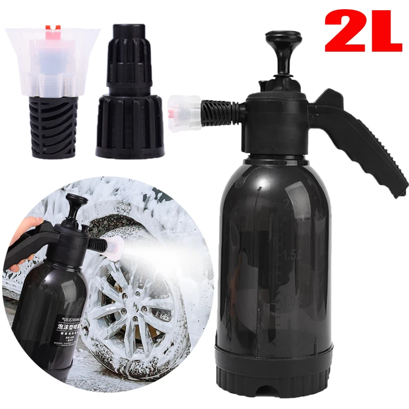 2LFoam Watering Can with Pressure Relief Valve Hand Pump Type Foam Sprayer Pneumatic High Pressure Spray Bottle for Car Cleaning