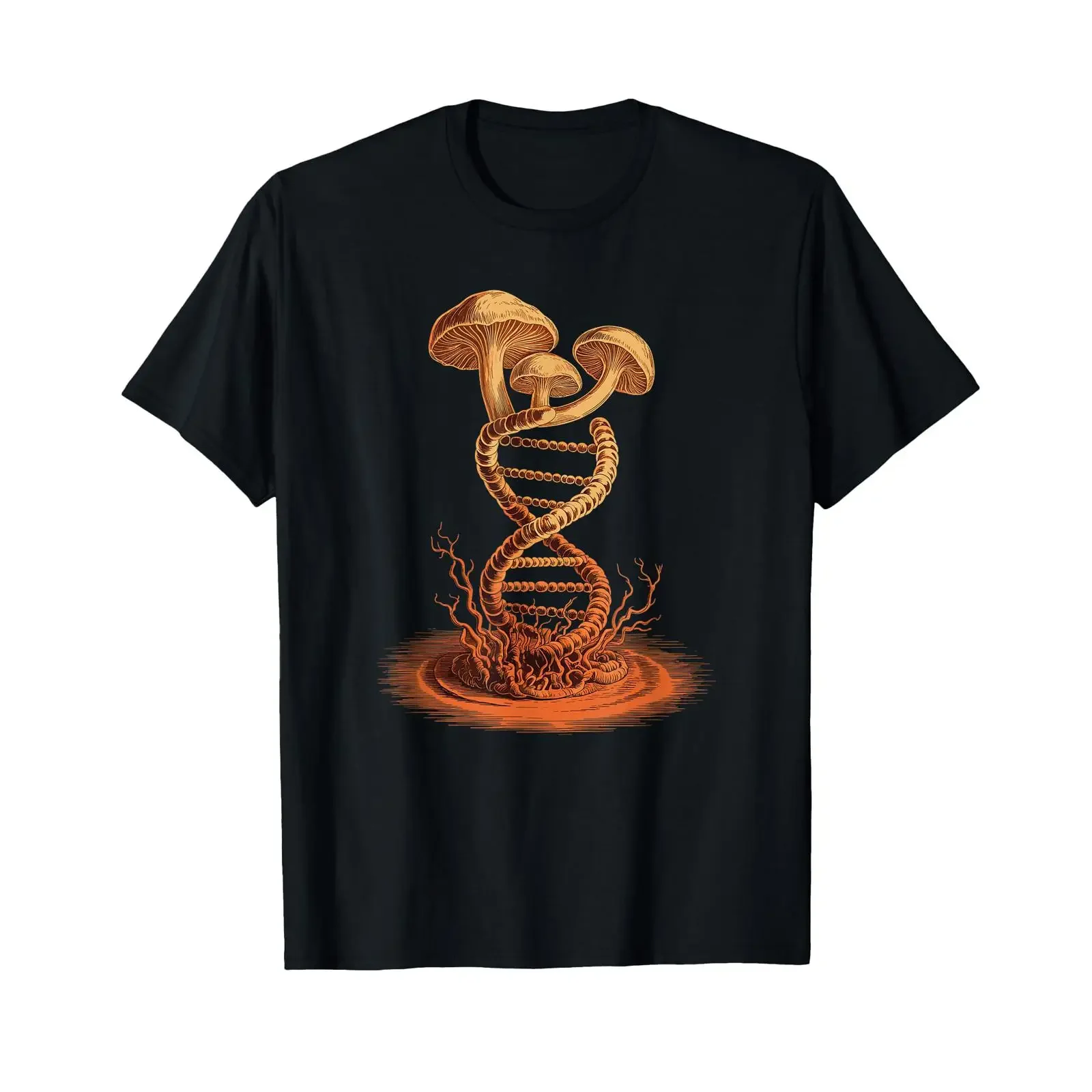 Vintage Biology and Mycology Mushroom DNA Double Helixes T Shirt vintage Washed Casual Stylish streetwear graphic Versatile