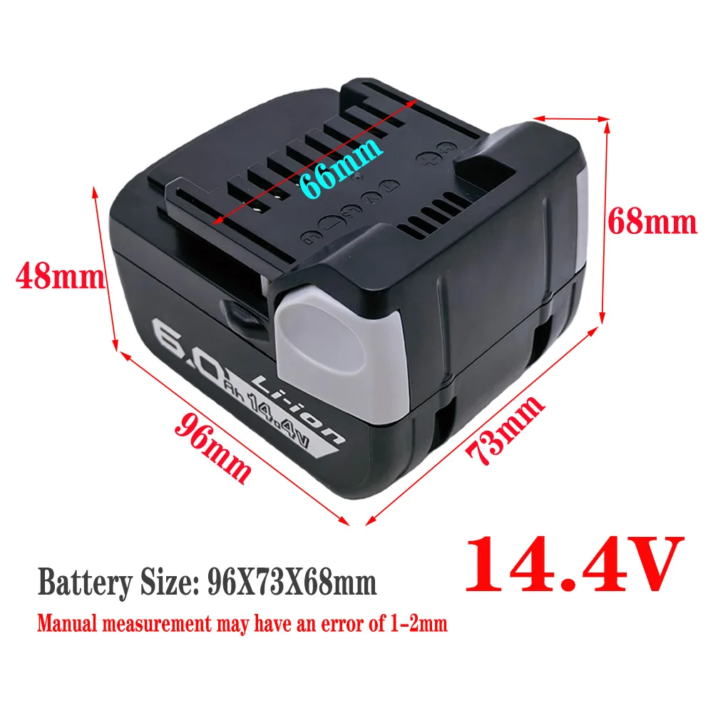 

6000mAh 14.4V Replacement For Hitachi BSL1430 BSL1440 BSL1450 Cordless Drill Rechargeable Power Tools Li-ion Battery