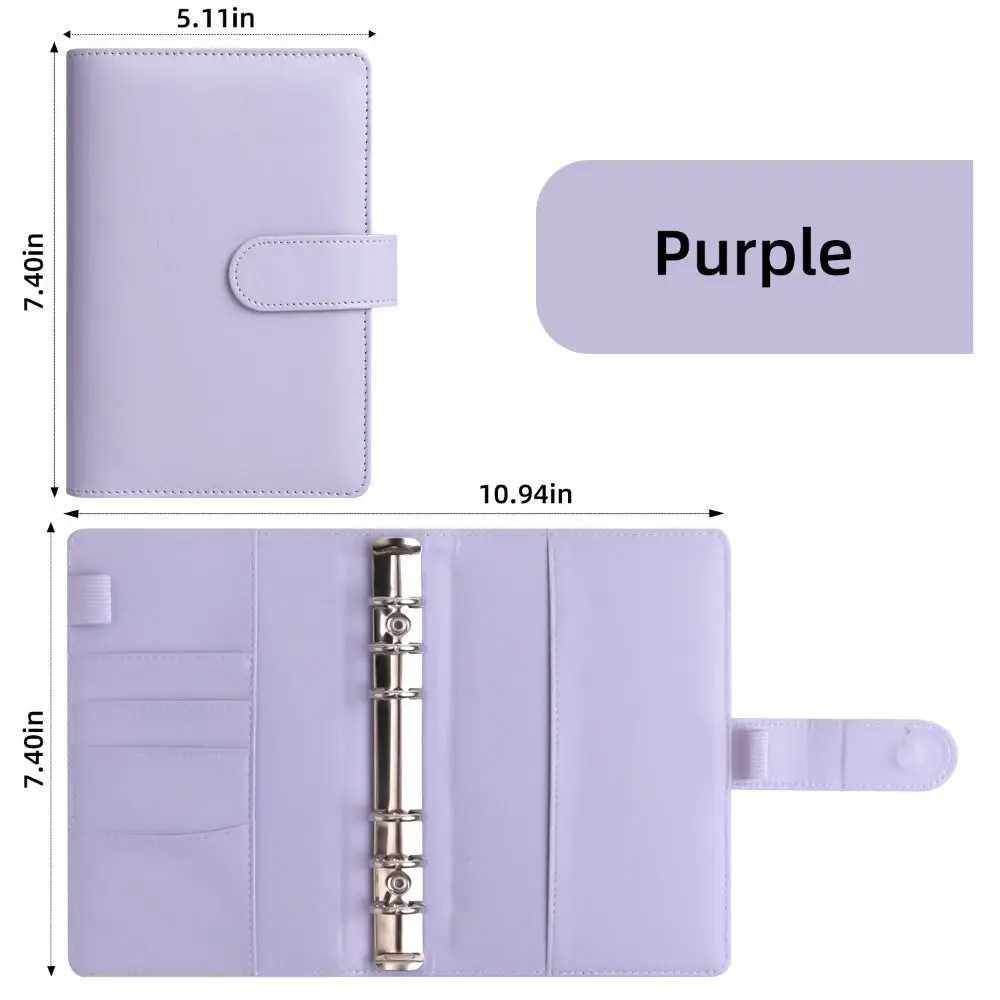 Quaderno A6 per budget in contanti Pulsante magnetico Quaderno a fogli mobili color macaron con etichette indice Righello bobina Cartella in pelle PU Ufficio