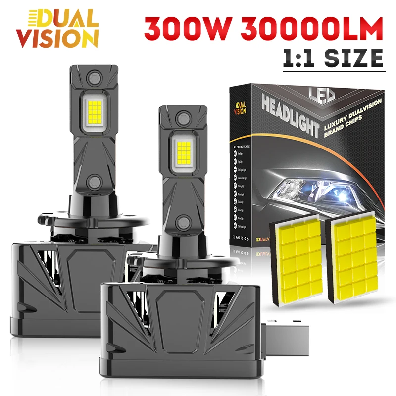 

D1S D3S LED Headlight Canbus 300W 30000LM D8S Auto Bulbs Two-sided D1R D3R 6000K Car Lamp Xenon Plug&Play HID Conversion Kit