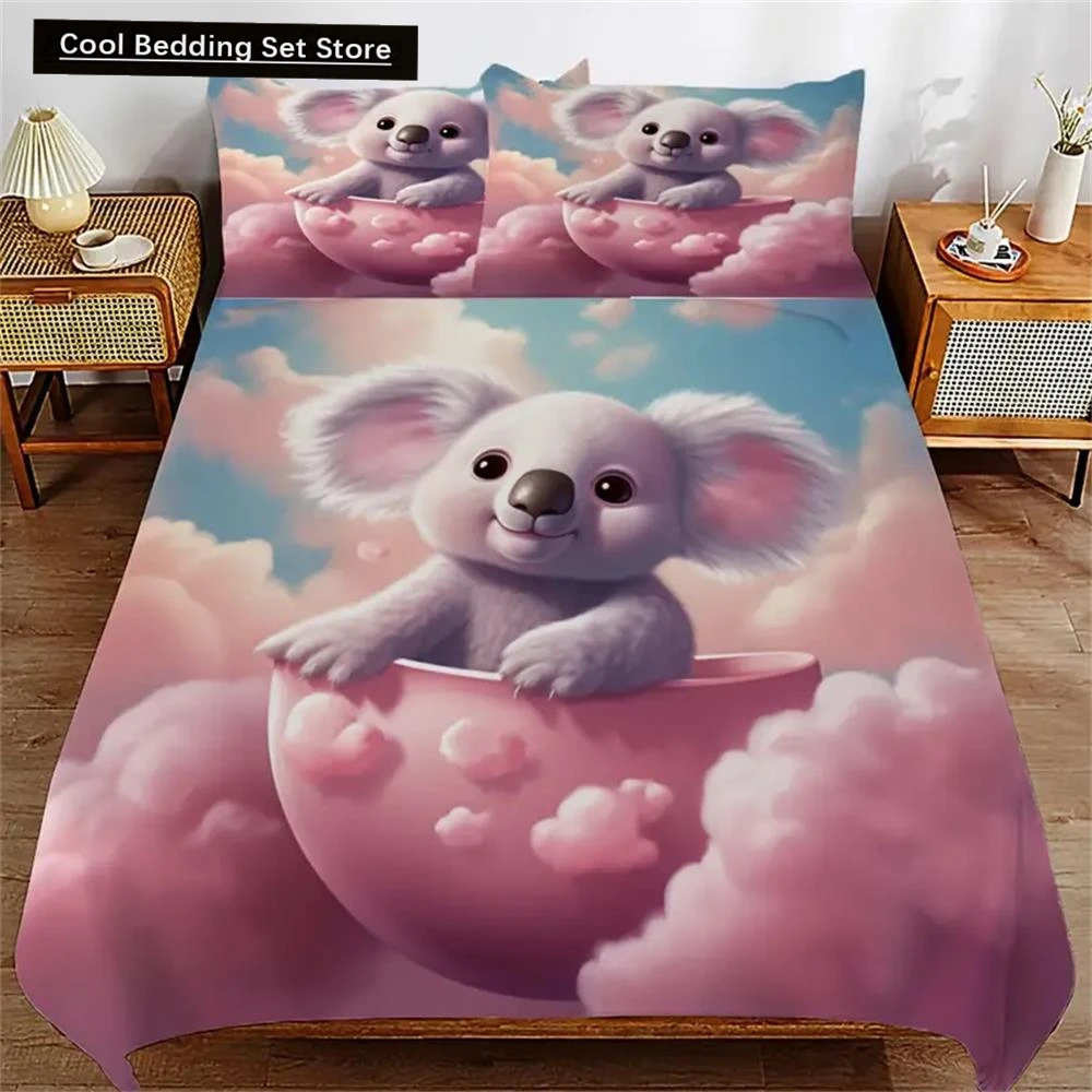 

Cute Cartoon Koala Bedding Set 2/3pcs Set Quilt Cover Set 1 Quilt Cover + 1/2 Pillow Cover Without Quilt Core, Soft