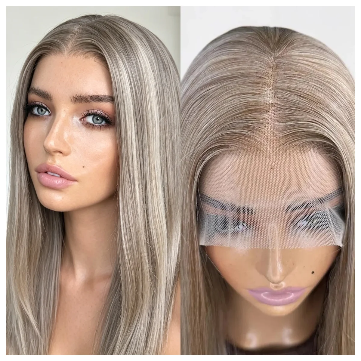 13x4-futura-hair-synthetic-lace-front-wig-short-cut-highlight-middle-part-natural-hairline-glueless-fiber-heat-resistant-bob-wig