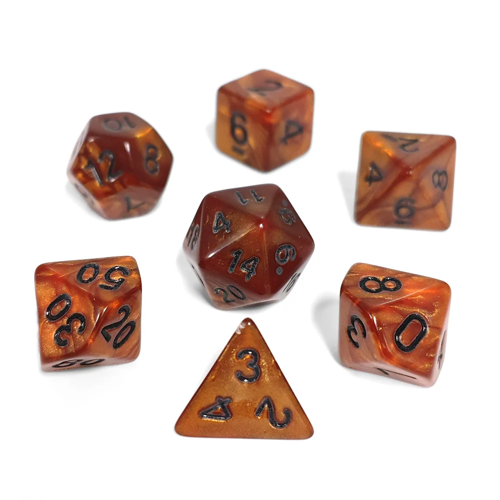 DND Dice Set Acrylic Material Pearl Dice Set Brown Color Dice Dungeons and Dragons Games Board Games RPG MTG Dice Entertainment
