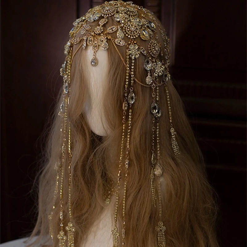 Concert Forehead Headpiece, Film Props, Hair Accessories, Fairy Like Crystal Tassel Bridal Hair Accessories