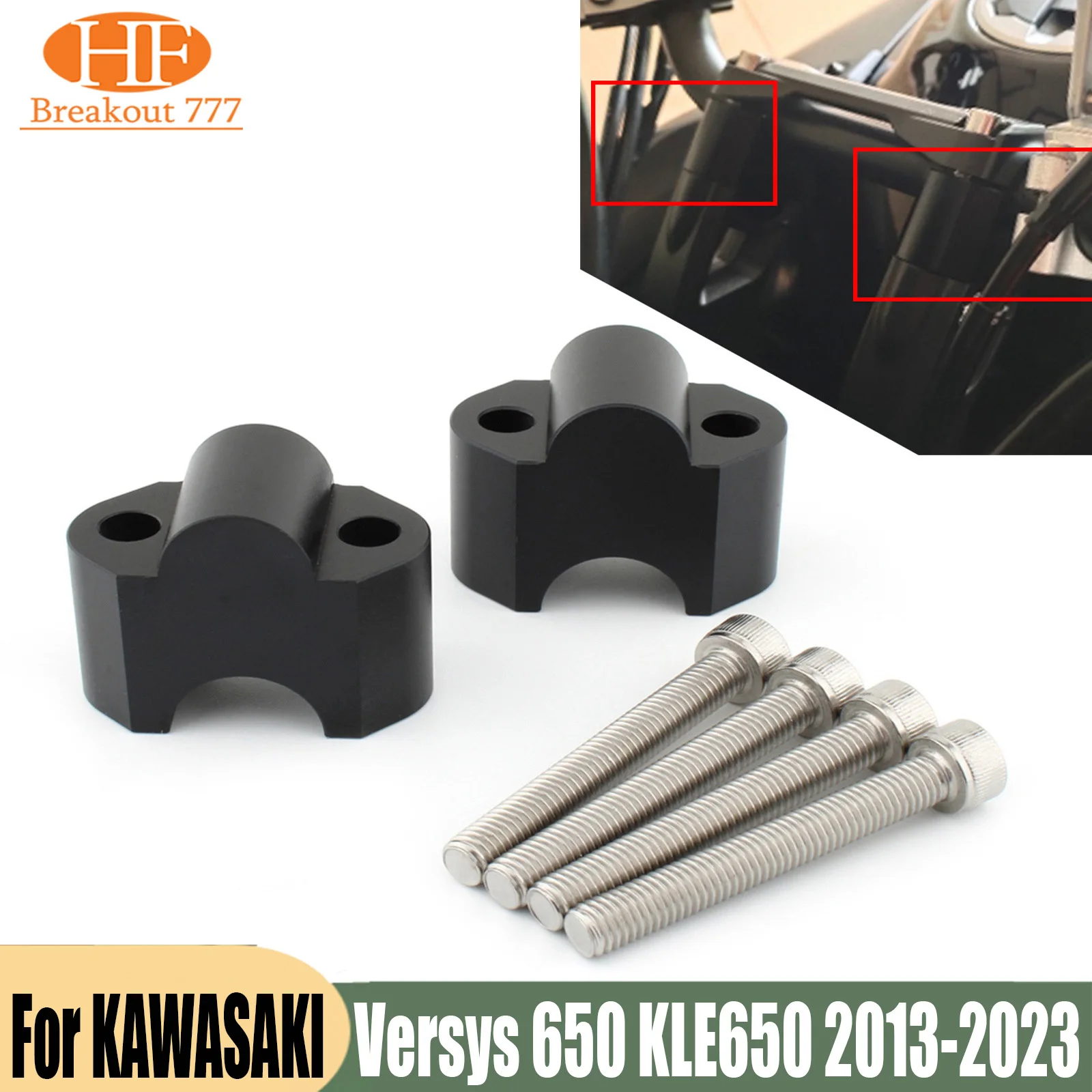 Adaptateur de fixation de guidon en aluminium pour Kawasaki Versys 650 KLE650 2013-2023, accessoires de moto, élévateur de guidon
