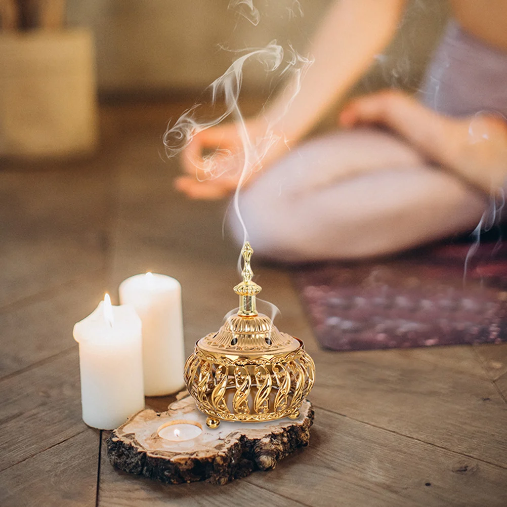 

2 Pcs Metal Aromatherapy Burner Mini Holder Insence Home Decorative Accessories Creative Censer Incense