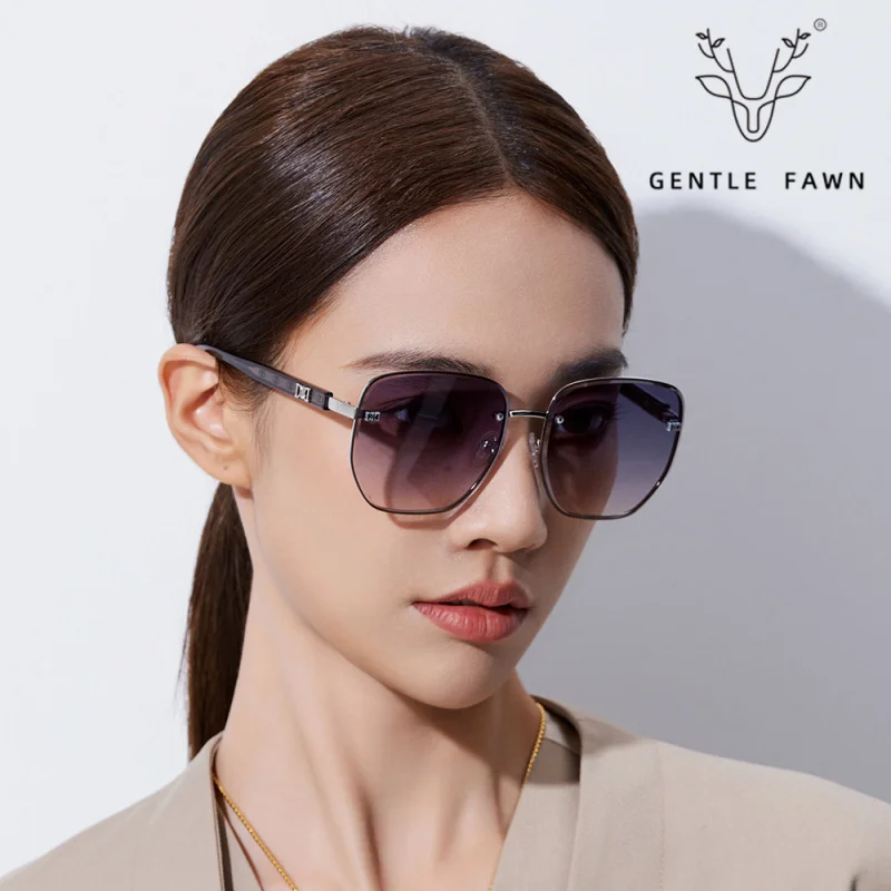 S5514 New Composite Nylon Rimless Sunglasses Sunglasses Women's Large Frame Plate Leg Classic All-Match Glasses Fashion