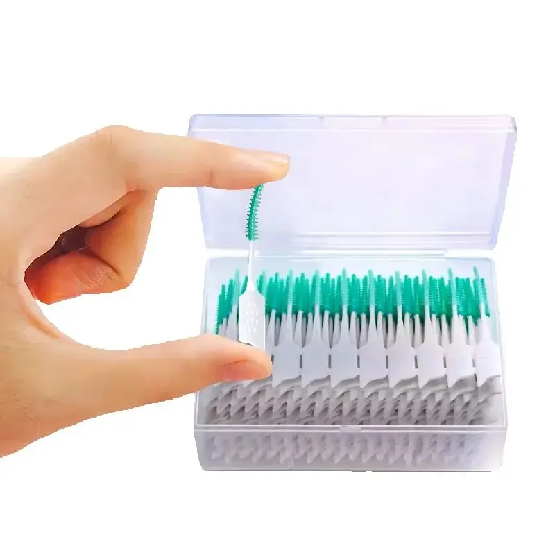 100Pcs/box Interdental Brush Soft Rubber Teeth Cleaning Tools Dental Cleaning Between Teeth Toothbrush Oral Hygiene Care Tools-