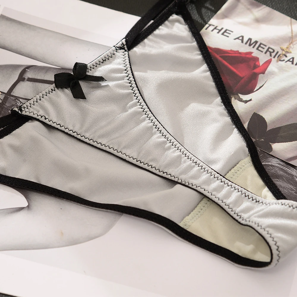 Нижнее белье, тонкие атласные хлопковые бесшовные сексуальные атласные трусики, стринги, секс-стринги, трусы