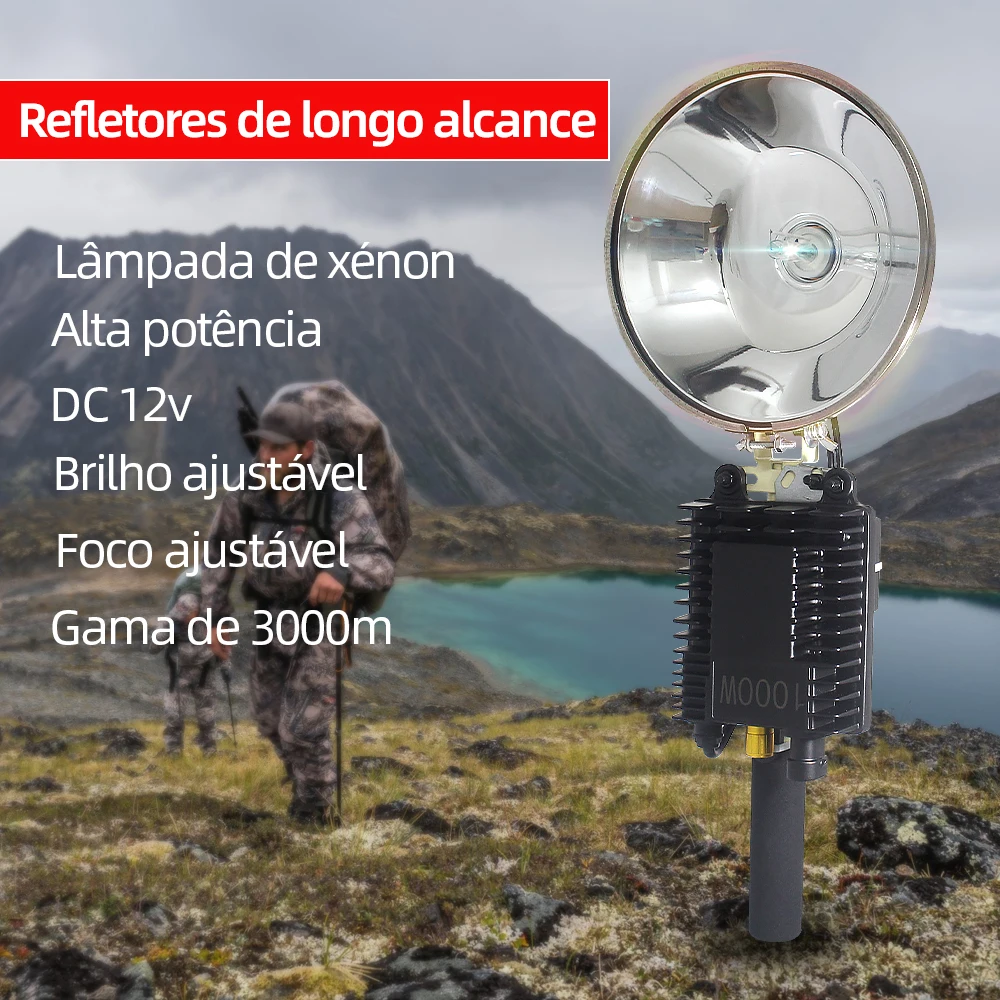 Lanterna Potente 10000lm de Alta Potência para Camping, Holofote de Longo Alcance 1000w, Lanterna de Mão 12v Super Brilhante