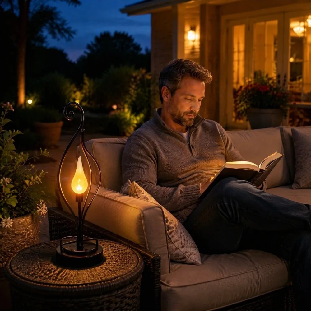 Sturdy Metal Housing Solar Flame Light Vivid Flame Effect Solar Powered Outdoor Lawn Garden Decor Light Auto Sensing