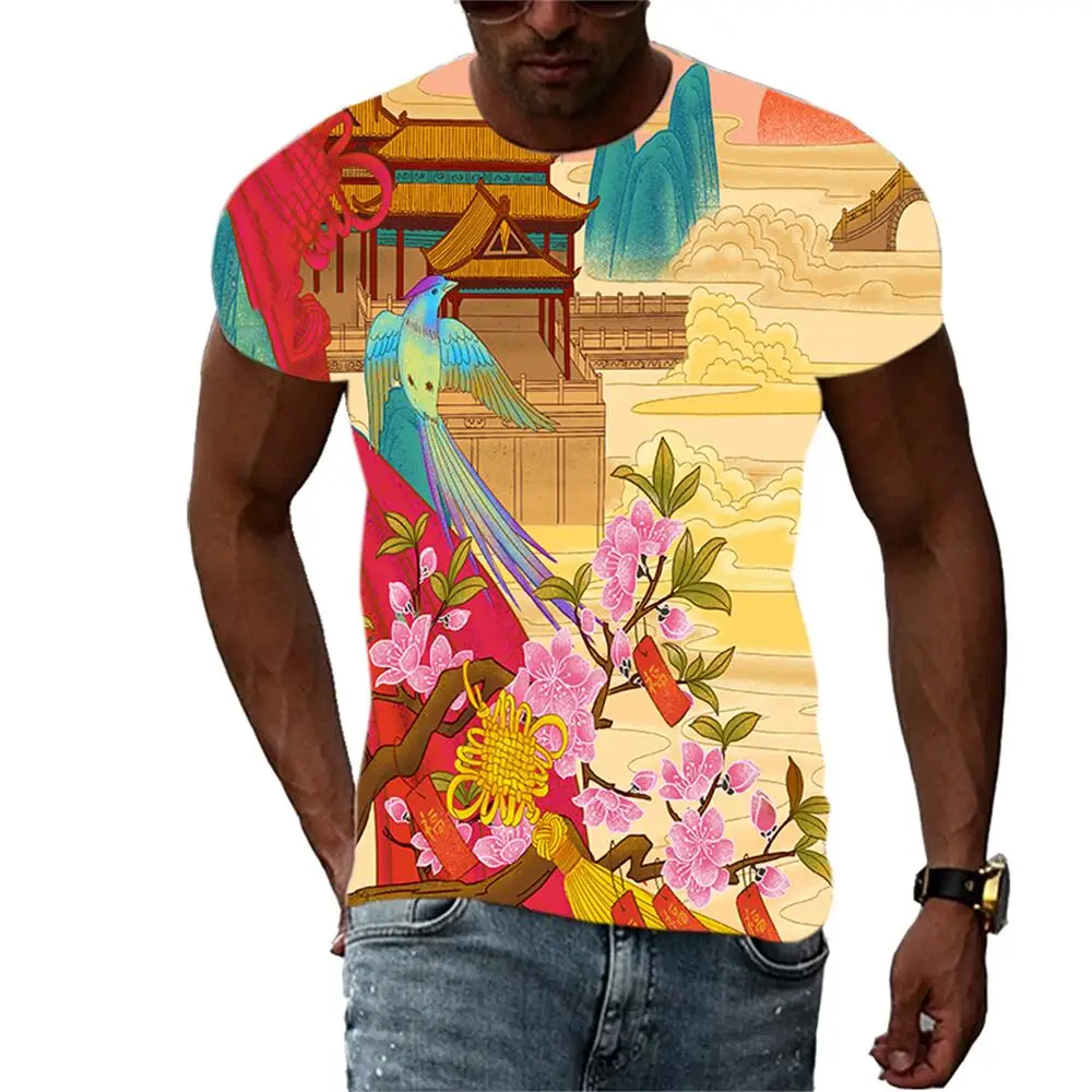 

Summer Trend Texture Classical Graphic Men T-Shirts Casual 3D Print Tee Hip Hop Harajuku Personality Round Neck Short Sleeve Top