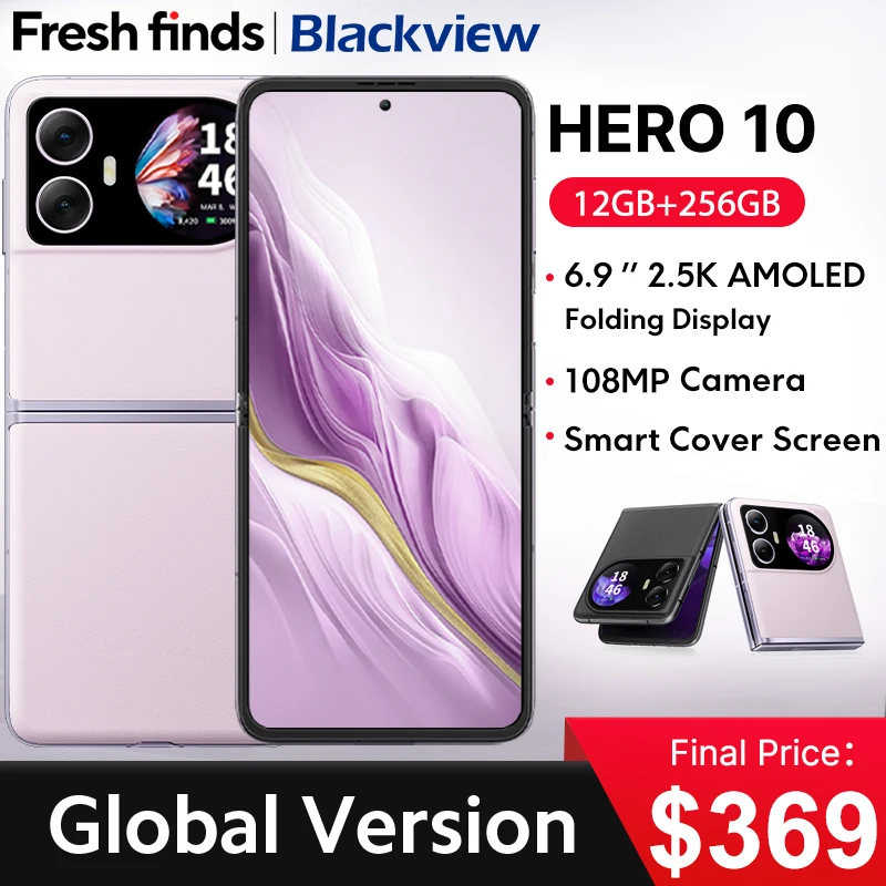 World Premiere Blackview HERO 10 Smartphone12GB+256GB 6.9 inch AMOLED Folding Display 45W Charging MTK Helio G99 108MP Camera