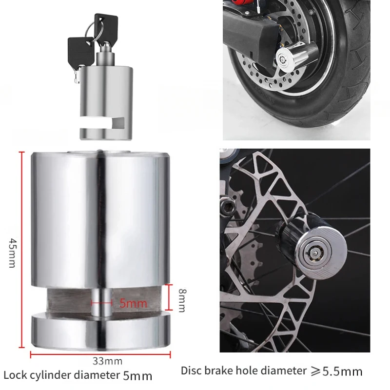 Zinc Alloy Solid Disc Brake Lock for Motorcycles Bicycles Tire Mountain Bike Anti-theft Security Sturdy Wheel Disc-Brake Lock