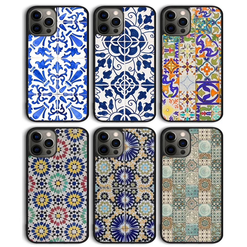 Moroccan Tiles Pattern Phone Case Back Cover For iPhone 16 15 SE2020 14 PlusS 11 Pro Max 13 Pro Max 12 mini X XS Max XR Coque